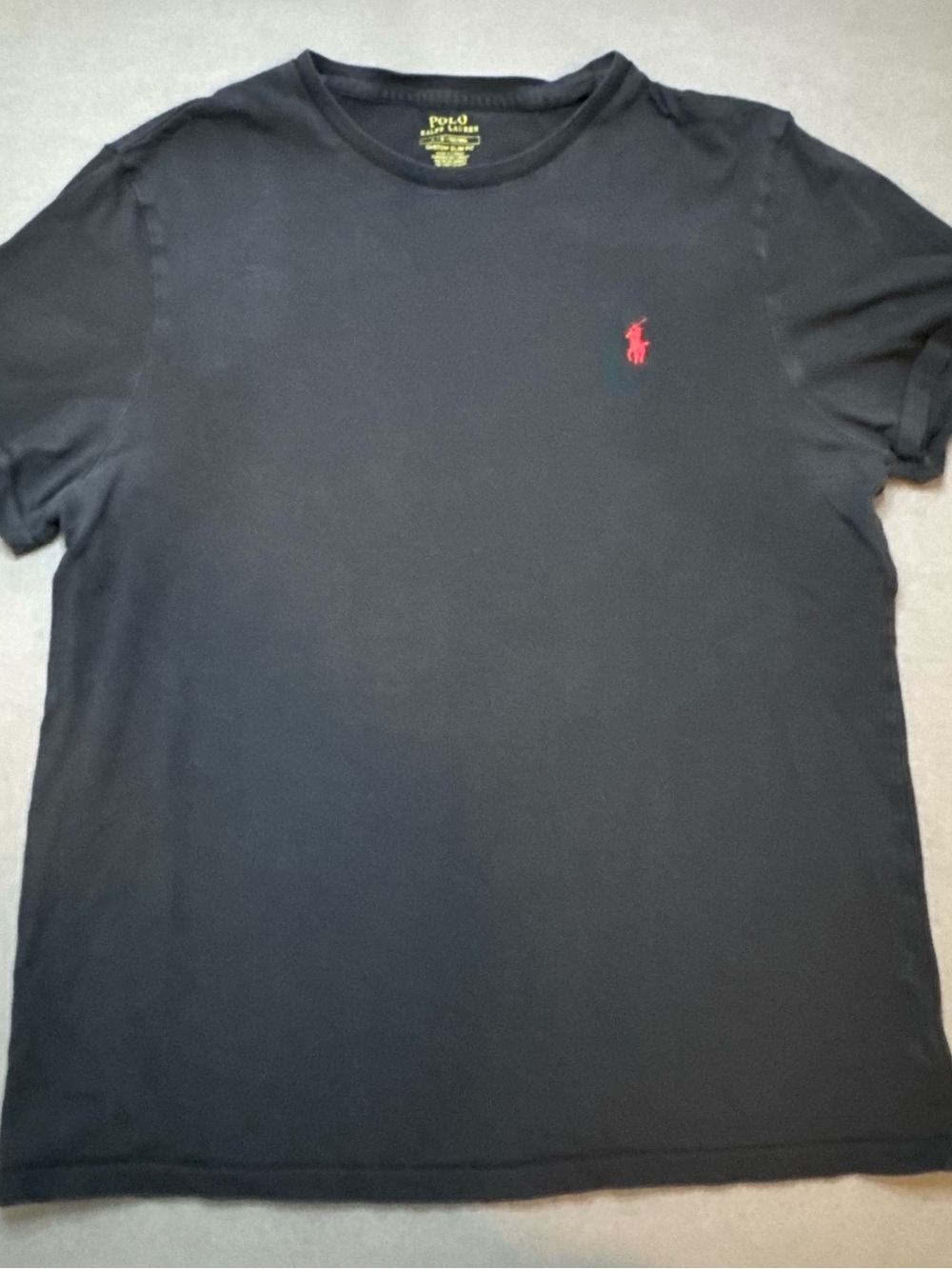 Polo by Ralph Lauren Black Short Sleeve Crewneck Tee with Red Pony 100% Cotton L